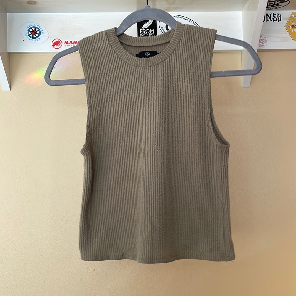 Volcom ribbed crop top with high neck